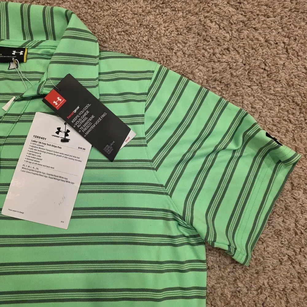 NWT Under Armour women's Tech Stripe HeatGear Polo Shirt sz M - Picture 3 of 4